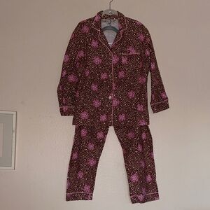 BedHead Pajama Set with Pink Floral Print, Super Soft Flannel, Size Large